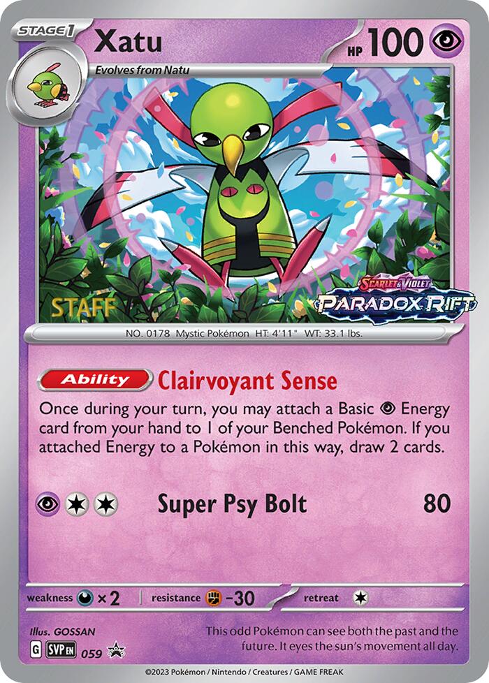 Xatu (059) (Staff Prerelease Promo) [Scarlet & Violet: Black Star Promos] | Rock City Comics