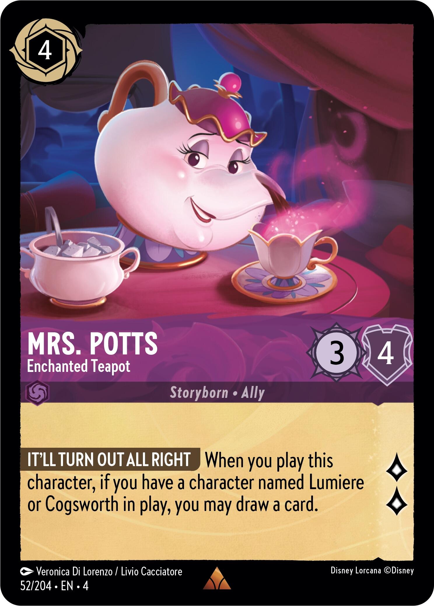 Mrs. Potts - Enchanted Teapot (52/204) [Ursula's Return] | Rock City Comics