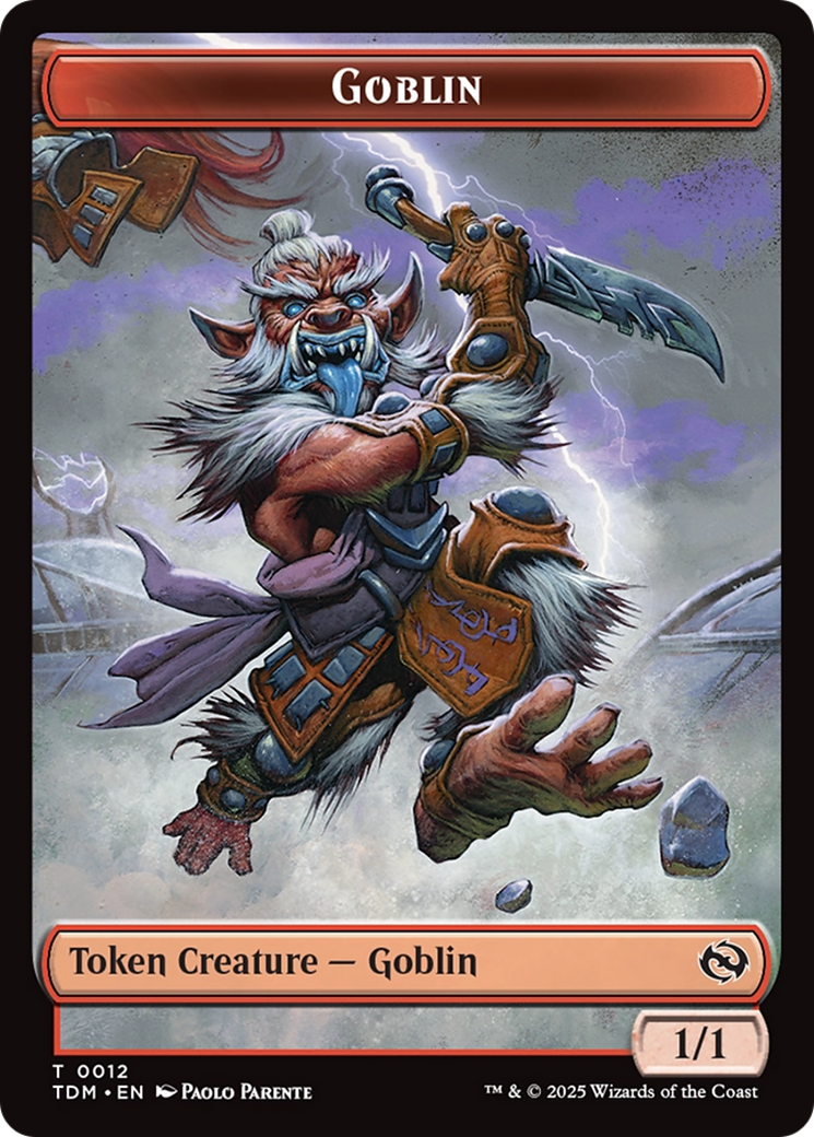 Goblin // Warrior Double-Sided Token [Tarkir: Dragonstorm Tokens] | Rock City Comics