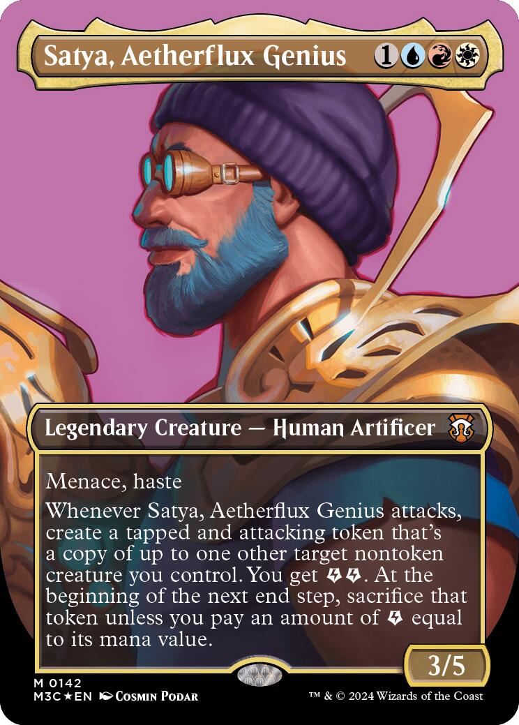 Satya, Aetherflux Genius (Borderless) (Ripple Foil) [Modern Horizons 3 Commander] | Rock City Comics