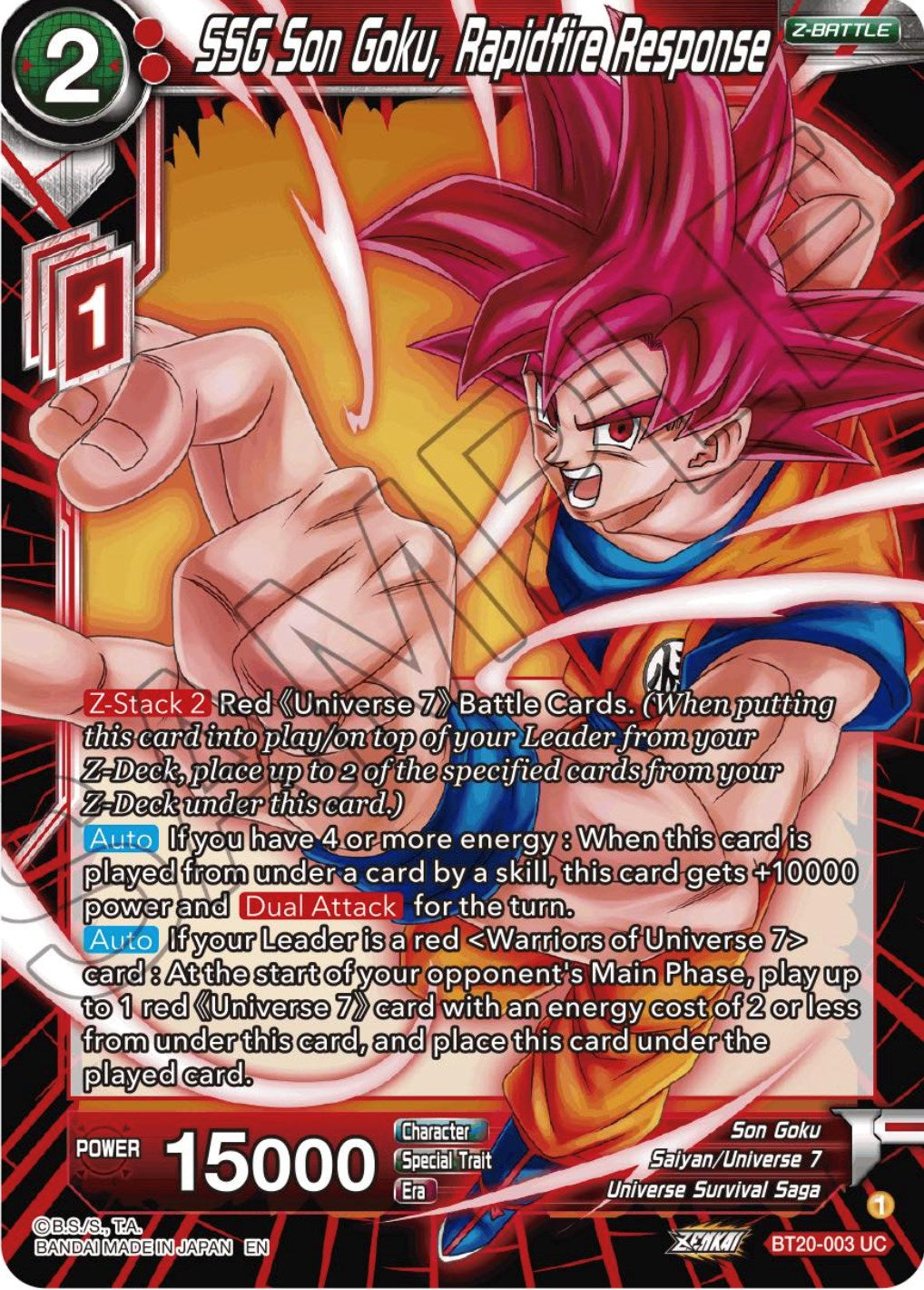 SSG Son Goku, Rapidfire Response (BT20-003) [Power Absorbed] | Rock City Comics