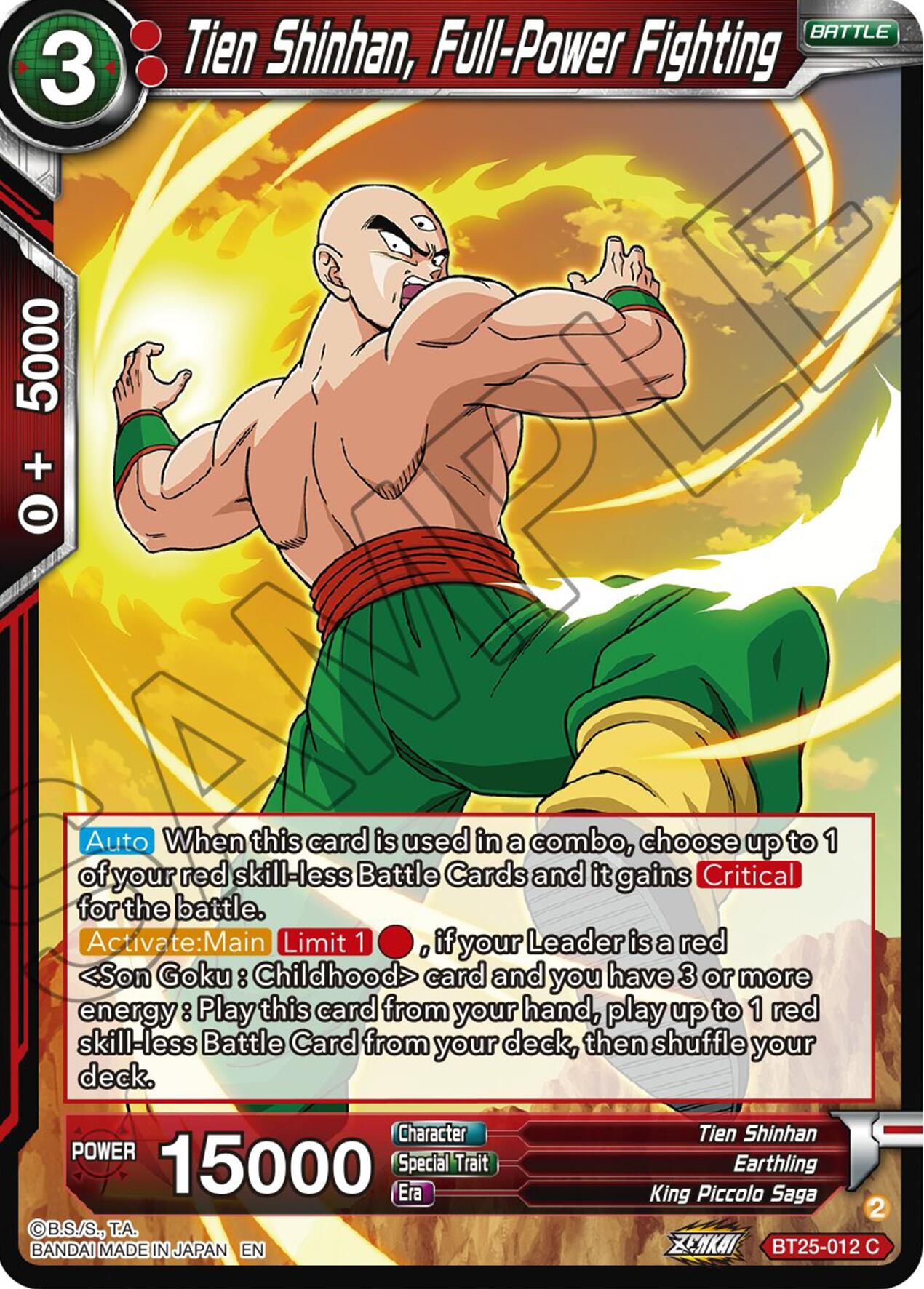 Tien Shinhan, Full-Power Fighting (BT25-012) [Legend of the Dragon Balls] | Rock City Comics