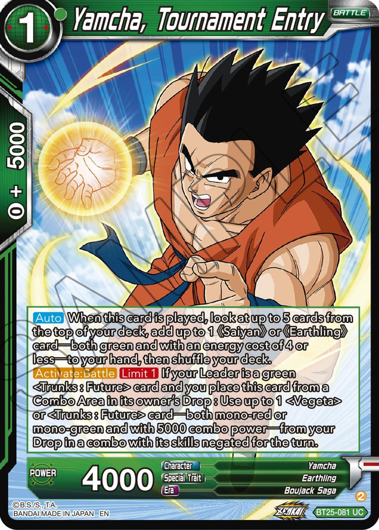 Yamcha, Tournament Entry (BT25-081) [Legend of the Dragon Balls] | Rock City Comics