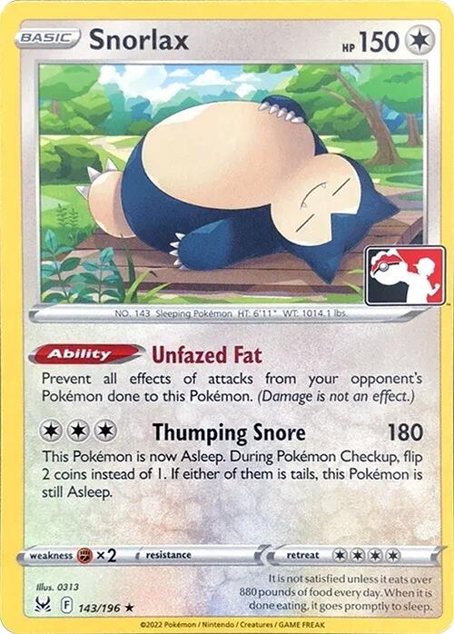 Snorlax (143/196) [Prize Pack Series Three] | Rock City Comics