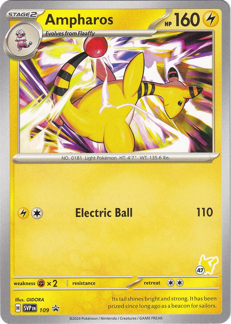 Ampharos (109) (Pikachu Stamp #47) [Battle Academy 2024] | Rock City Comics