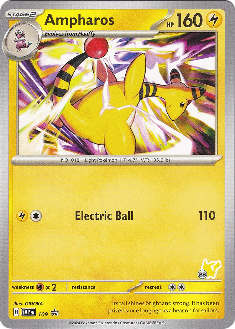 Ampharos (109) (Pikachu Stamp #28) [Battle Academy 2024] | Rock City Comics