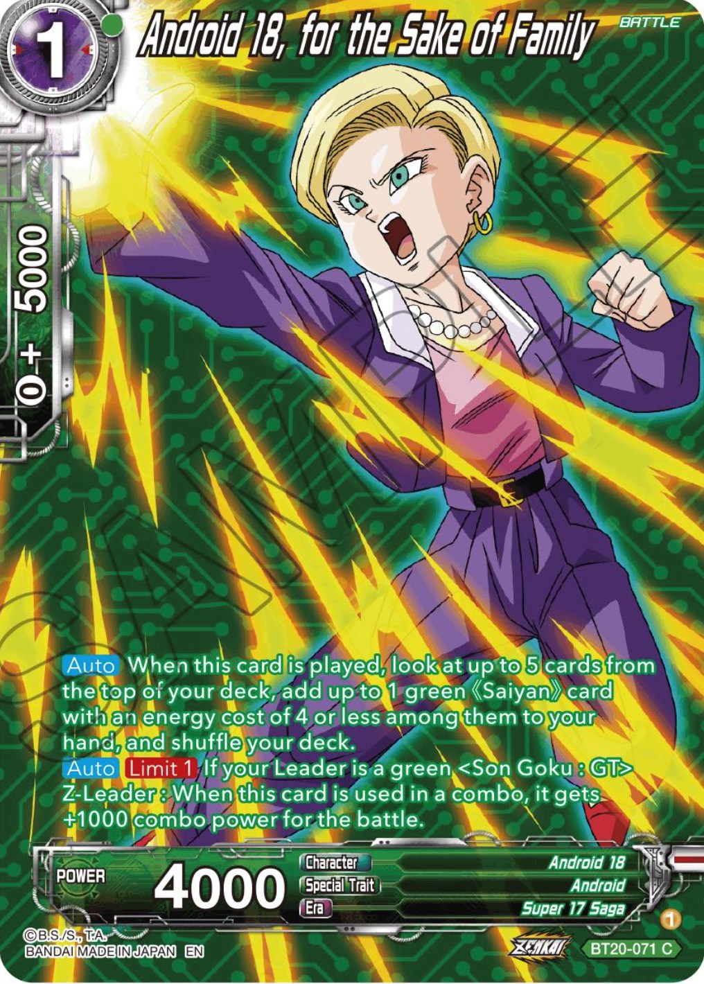 Android 18, for the Sake of Family (Silver Foil) (BT20-071) [Power Absorbed] | Rock City Comics