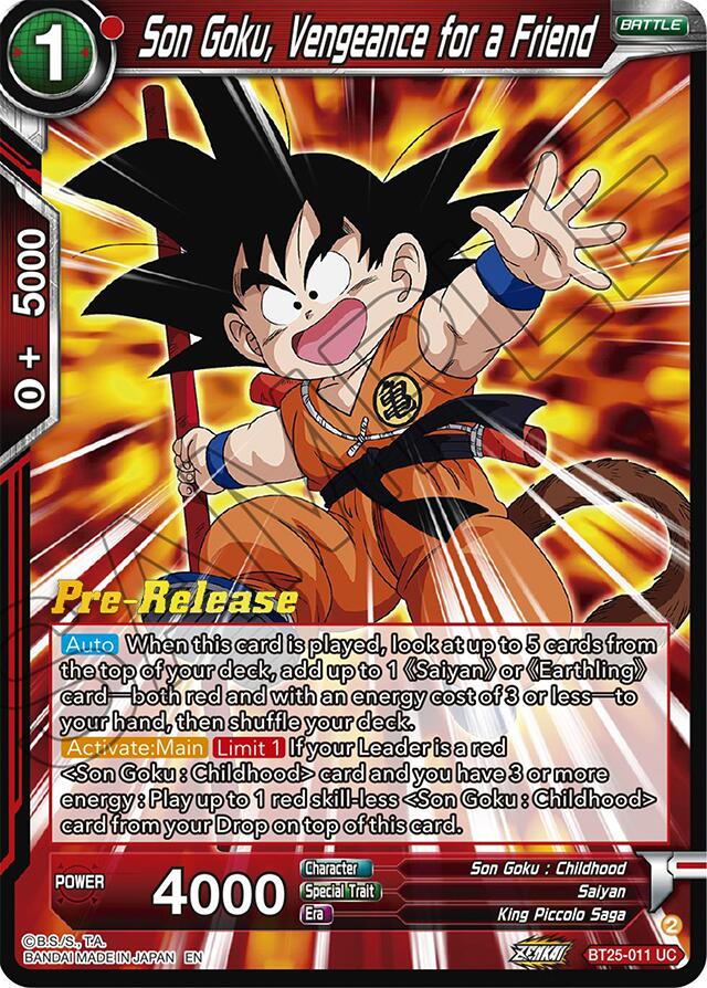 Son Goku, Vengeance for a Friend (BT25-011) [Legend of the Dragon Balls Prerelease Promos] | Rock City Comics