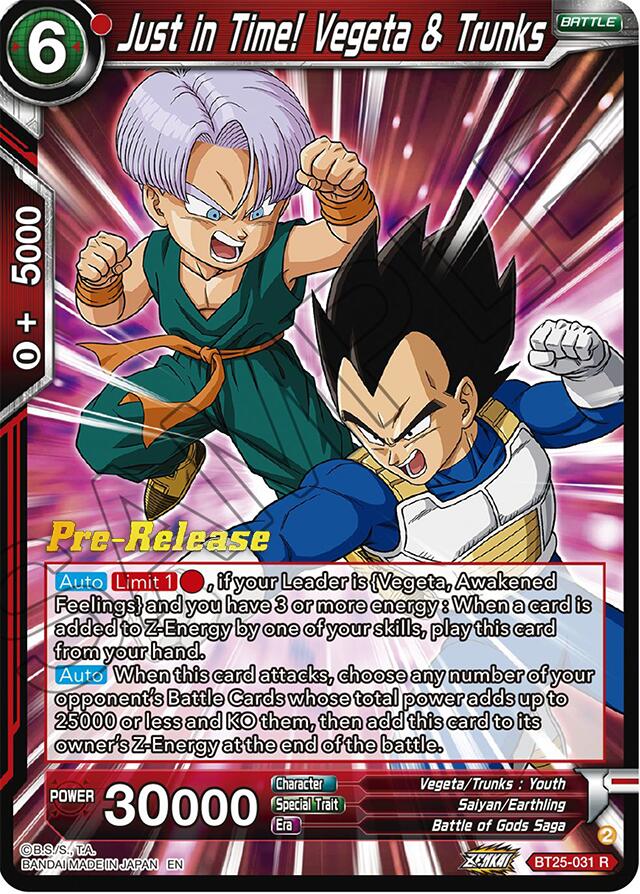 Just in Time! Vegeta & Trunks (BT25-031) [Legend of the Dragon Balls Prerelease Promos] | Rock City Comics