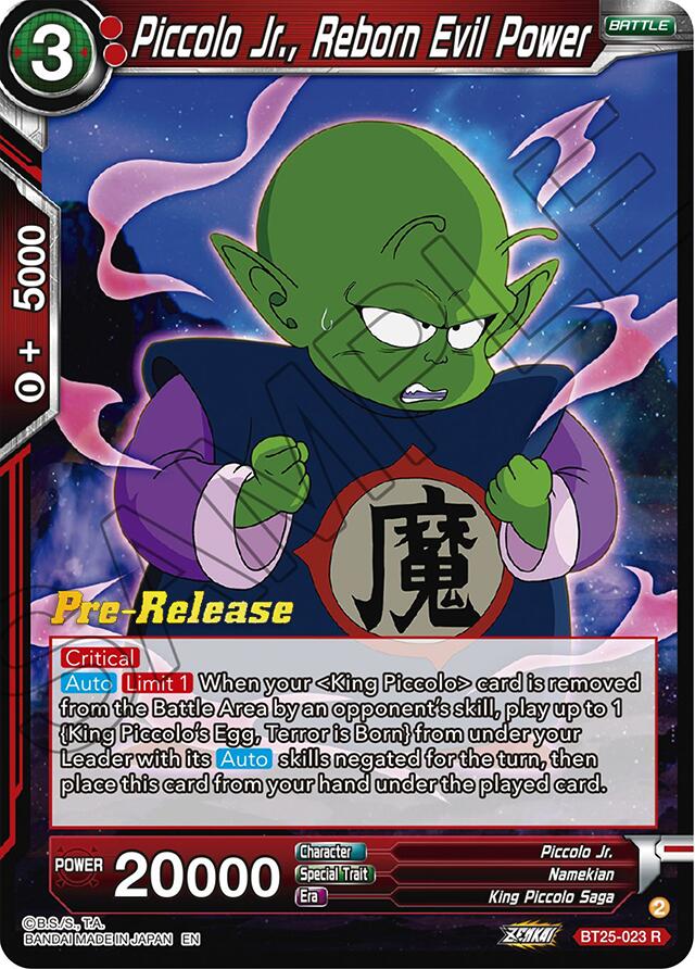 Piccolo Jr., Reborn Evil Power (BT25-023) [Legend of the Dragon Balls Prerelease Promos] | Rock City Comics