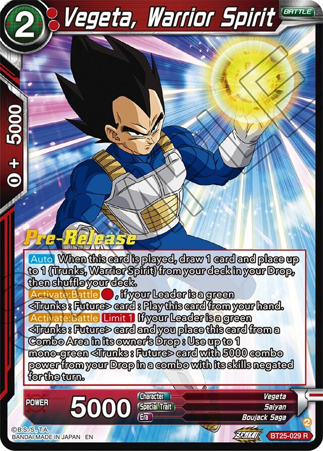 Vegeta, Warrior Spirit (BT25-029) [Legend of the Dragon Balls Prerelease Promos] | Rock City Comics