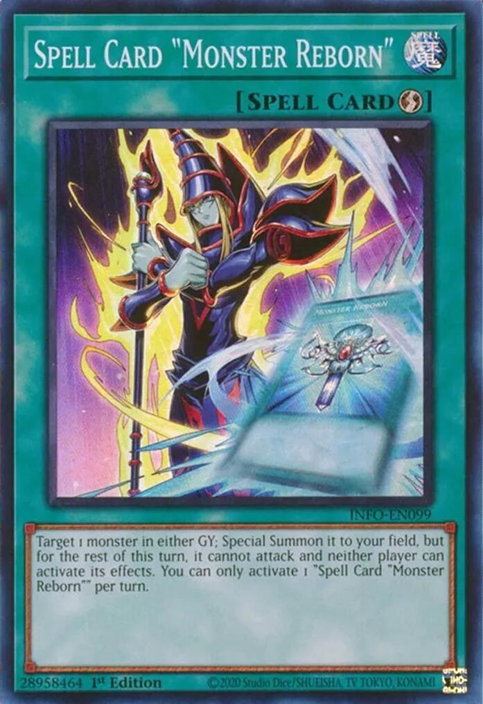 Spell Card "Monster Reborn" [INFO-EN099] Super Rare | Rock City Comics