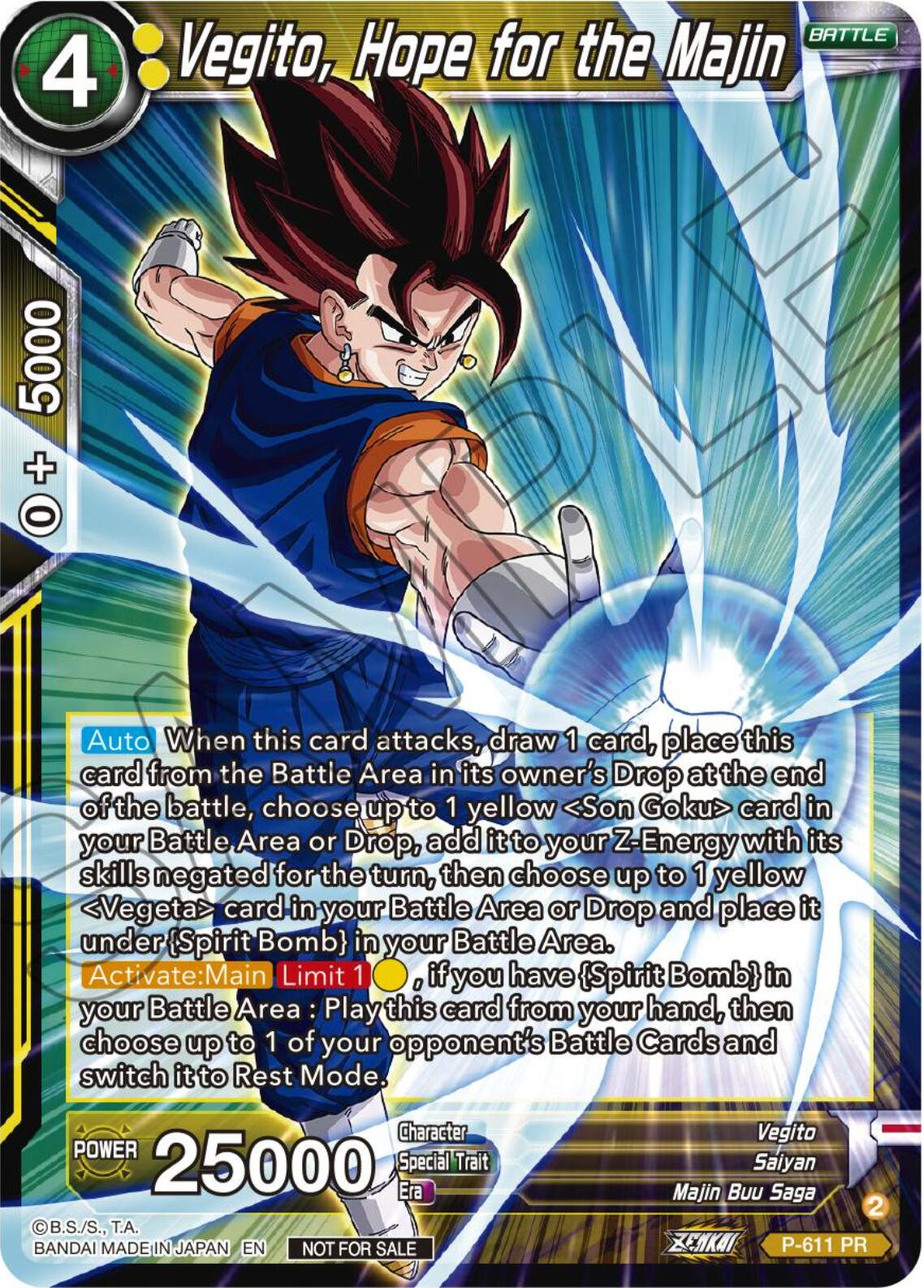 Vegito, Hope for the Majin (Tournament Pack Vol. 8) (P-611) [Promotion Cards] | Rock City Comics