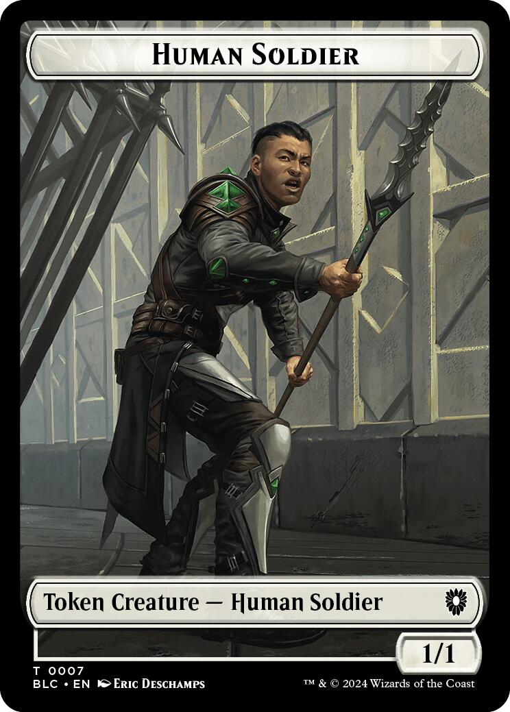 Human Soldier // Wolf (035) Double-Sided Token [Bloomburrow Commander Tokens] | Rock City Comics