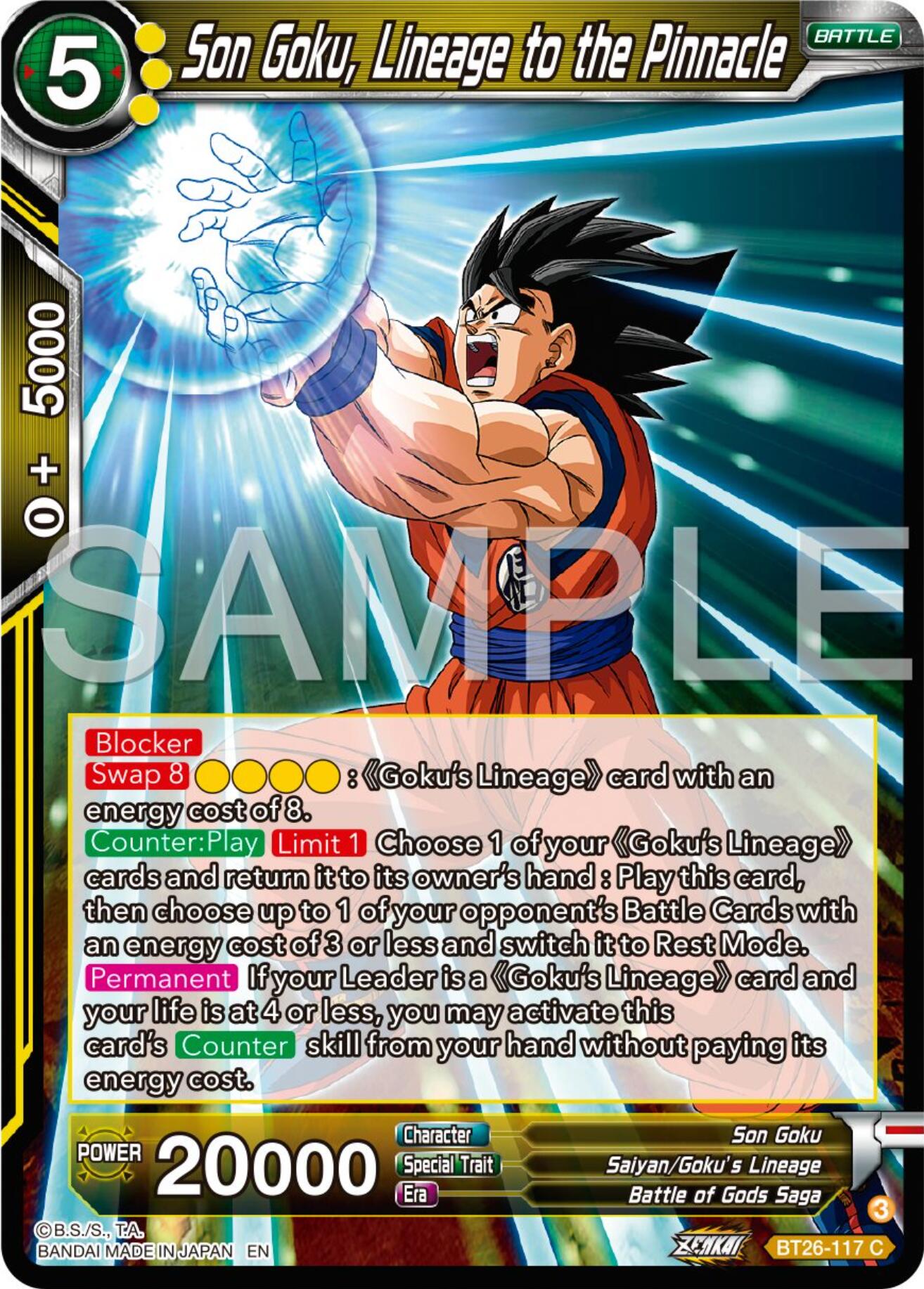 Son Goku, Lineage to the Pinnacle (BT26-117) [Ultimate Advent] | Rock City Comics