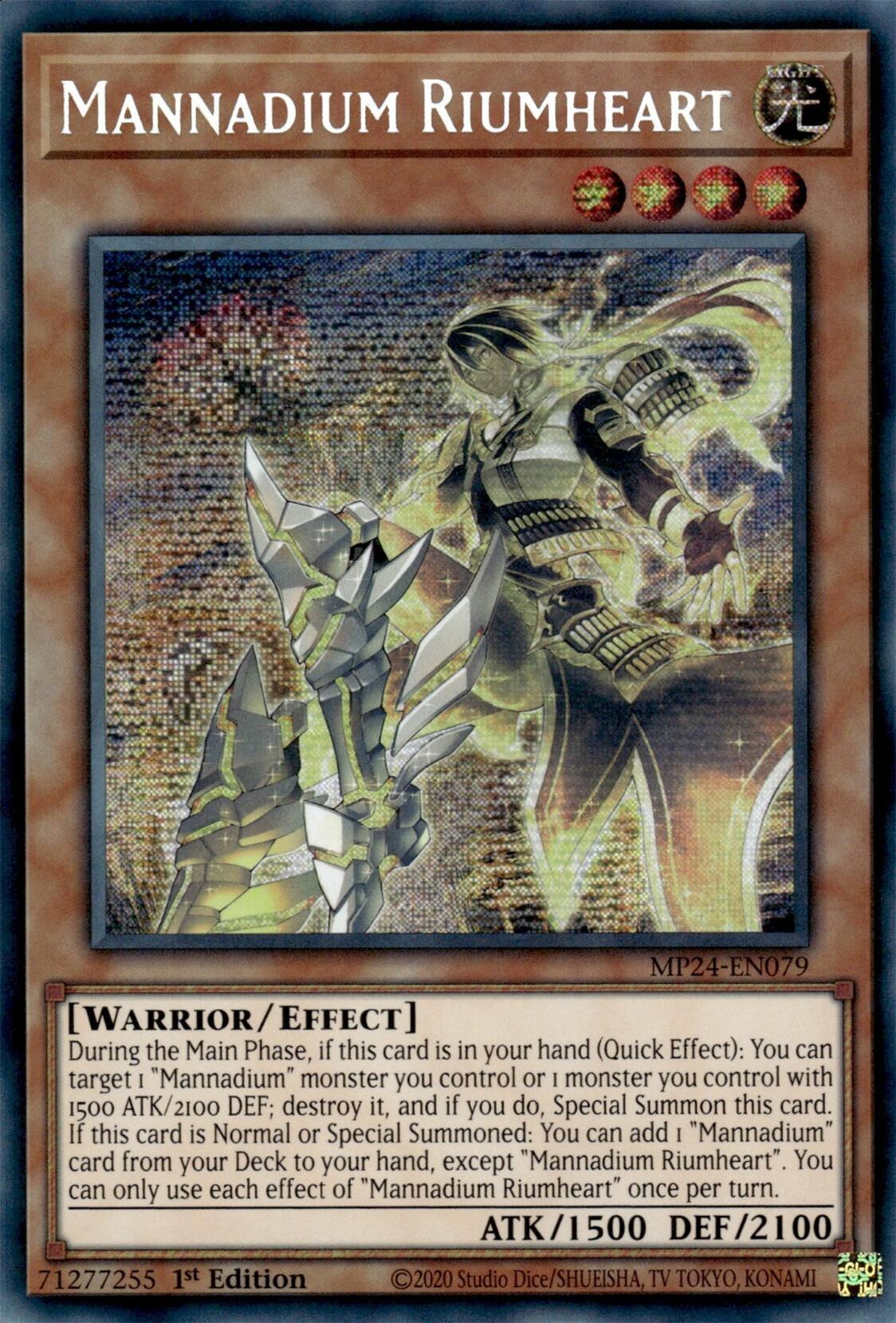 Mannadium Riumheart [MP24-EN079] Prismatic Secret Rare | Rock City Comics