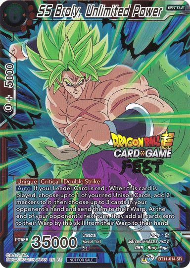 SS Broly, Unlimited Power (Card Game Fest 2022) (BT11-014) [Tournament Promotion Cards] | Rock City Comics