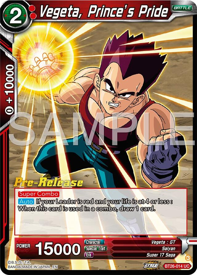 Vegeta, Prince's Pride (BT26-014) [Ultimate Advent Prerelease Promos] | Rock City Comics