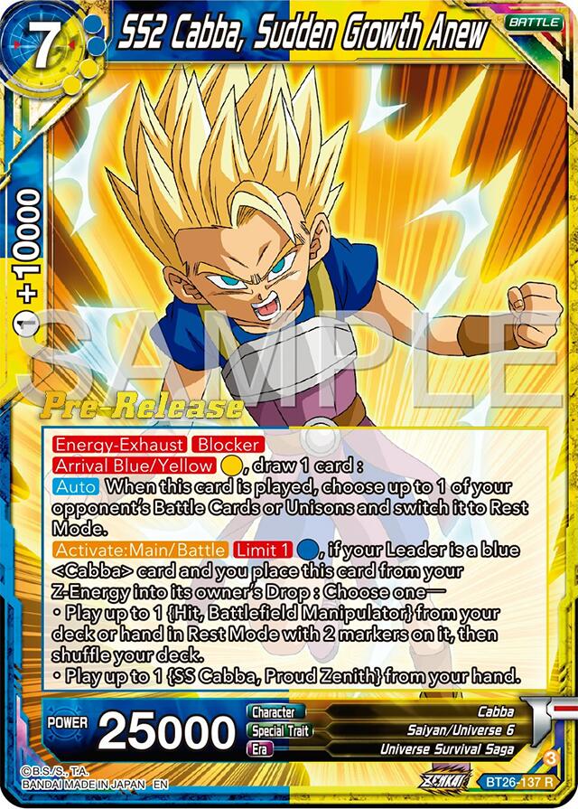 SS2 Cabba, Sudden Growth Anew (BT26-137) [Ultimate Advent Prerelease Promos] | Rock City Comics