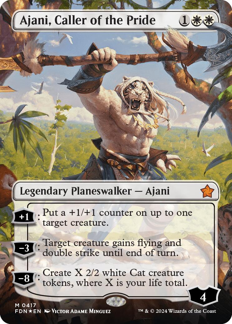 Ajani, Caller of the Pride (Borderless) (Mana Foil) [Foundations] | Rock City Comics