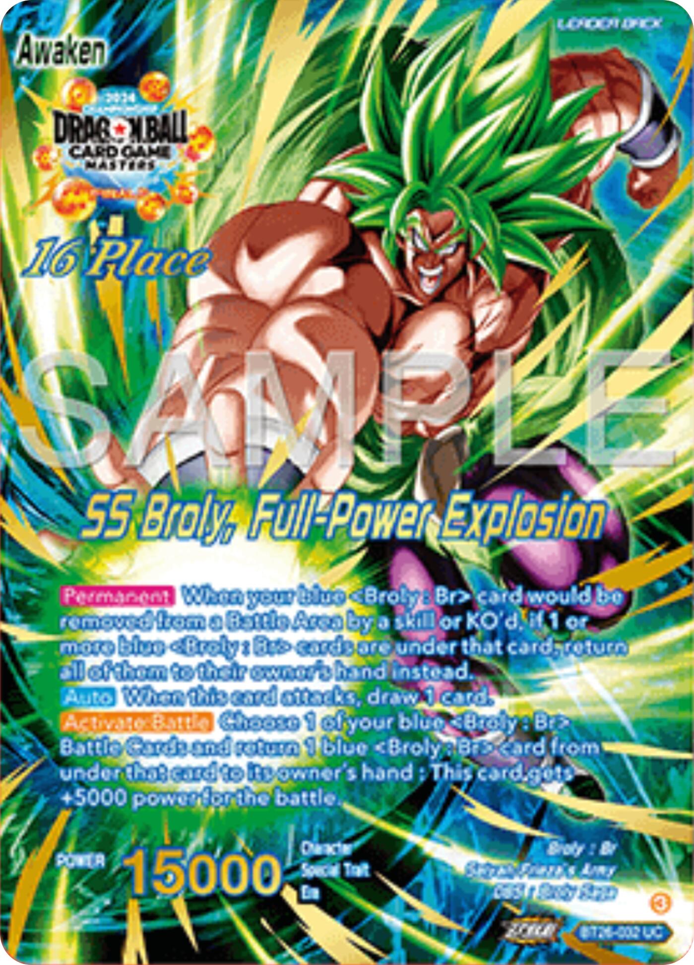 Broly // SS Broly, Full-Power Explosion (Top 16) (BT26-032) [Ultimate Advent Prerelease Promos] | Rock City Comics