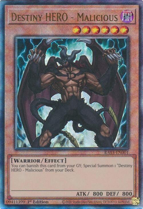 Destiny HERO - Malicious (UTR) [RA03-EN001] Prismatic Ultimate Rare | Rock City Comics