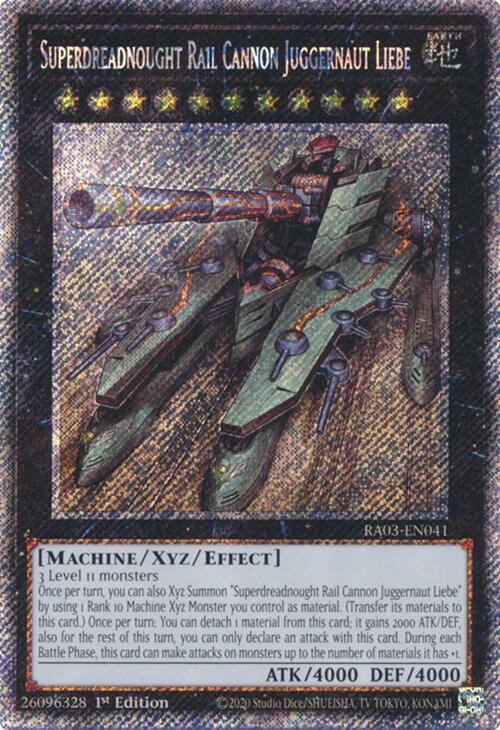 Superdreadnought Rail Cannon Juggernaut Liebe (Platinum Secret Rare) [RA03-EN041] Platinum Secret Rare | Rock City Comics