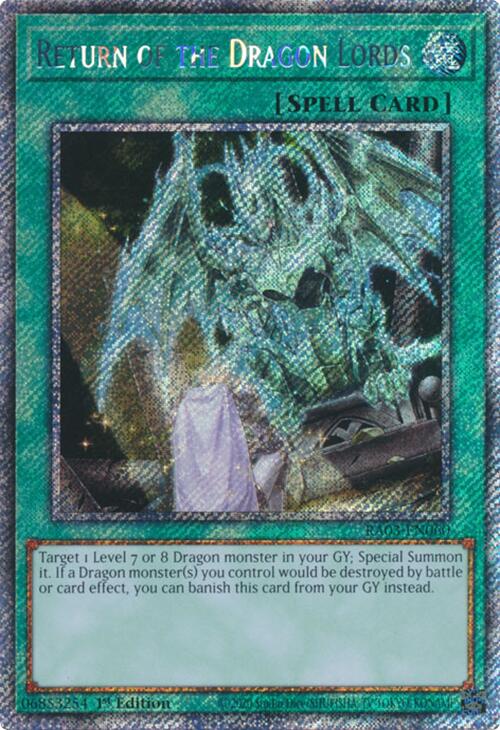 Return of the Dragon Lords (Platinum Secret Rare) [RA03-EN060] Platinum Secret Rare | Rock City Comics