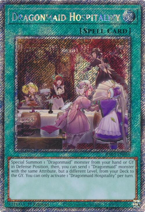 Dragonmaid Hospitality (Platinum Secret Rare) [RA03-EN068] Platinum Secret Rare | Rock City Comics