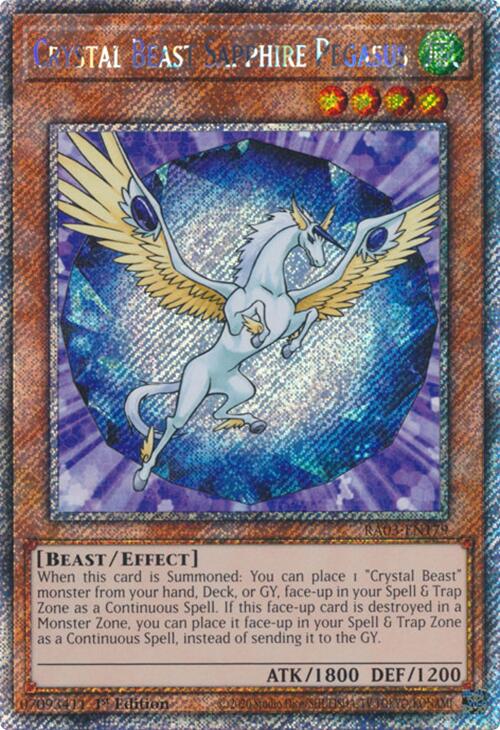 Crystal Beast Sapphire Pegasus (Platinum Secret Rare) [RA03-EN179] Platinum Secret Rare | Rock City Comics