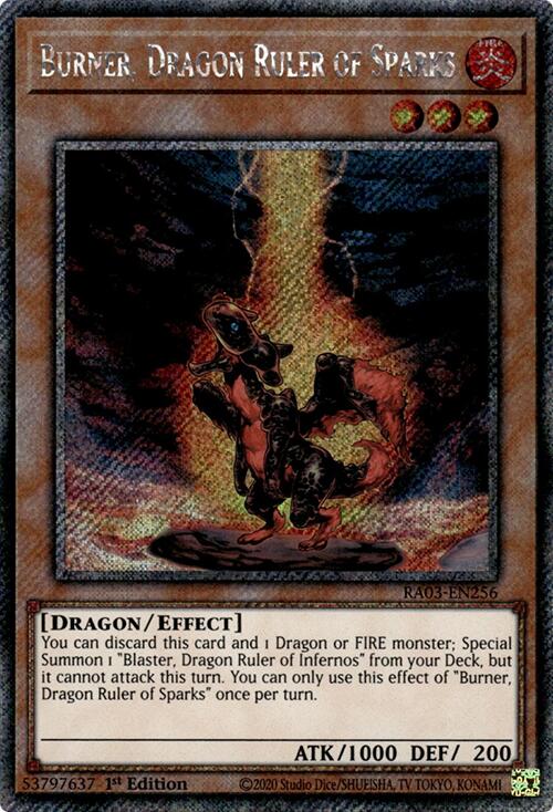 Burner, Dragon Ruler of Sparks (Platinum Secret Rare) [RA03-EN256] Platinum Secret Rare | Rock City Comics