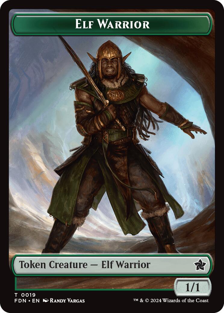 Elf Warrior // Raccoon Doubled-Sided Token [Foundations Tokens] | Rock City Comics