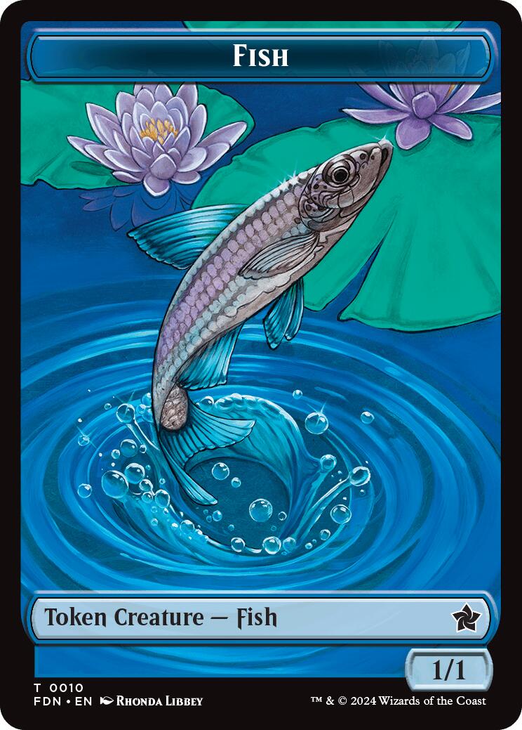 Faerie // Fish Doubled-Sided Token [Foundations Tokens] | Rock City Comics