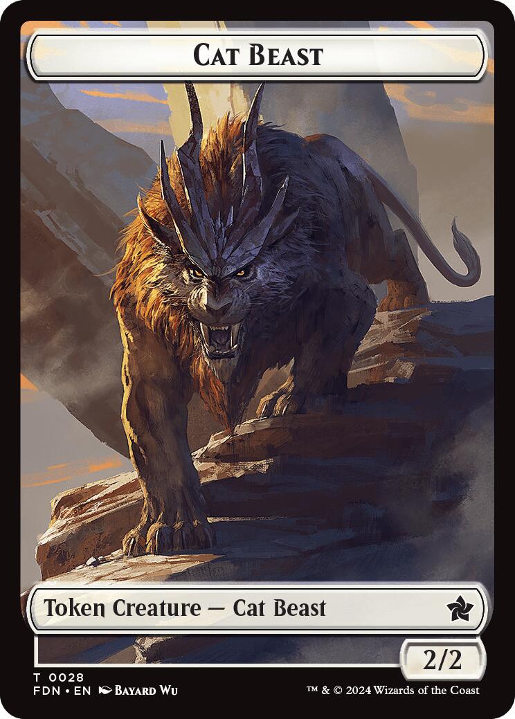 Cat Beast // Dragon (0017) Double-Sided Token [Foundations Tokens] | Rock City Comics