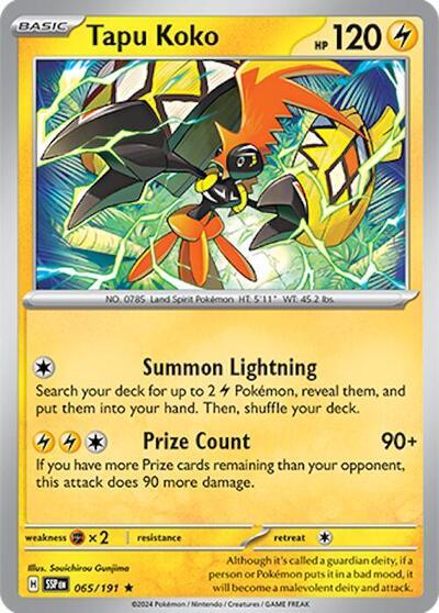 Tapu Koko (065/191) (Deck Exclusives) [Scarlet & Violet: Surging Sparks] | Rock City Comics