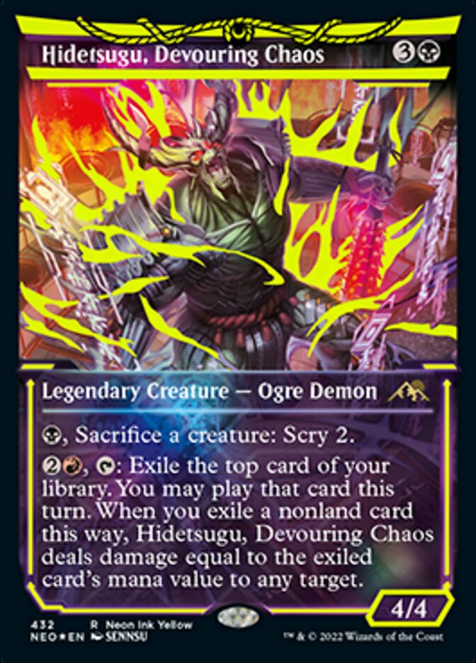 Hidetsugu, Devouring Chaos (Neon Ink Yellow) [Kamigawa: Neon Dynasty] | Rock City Comics
