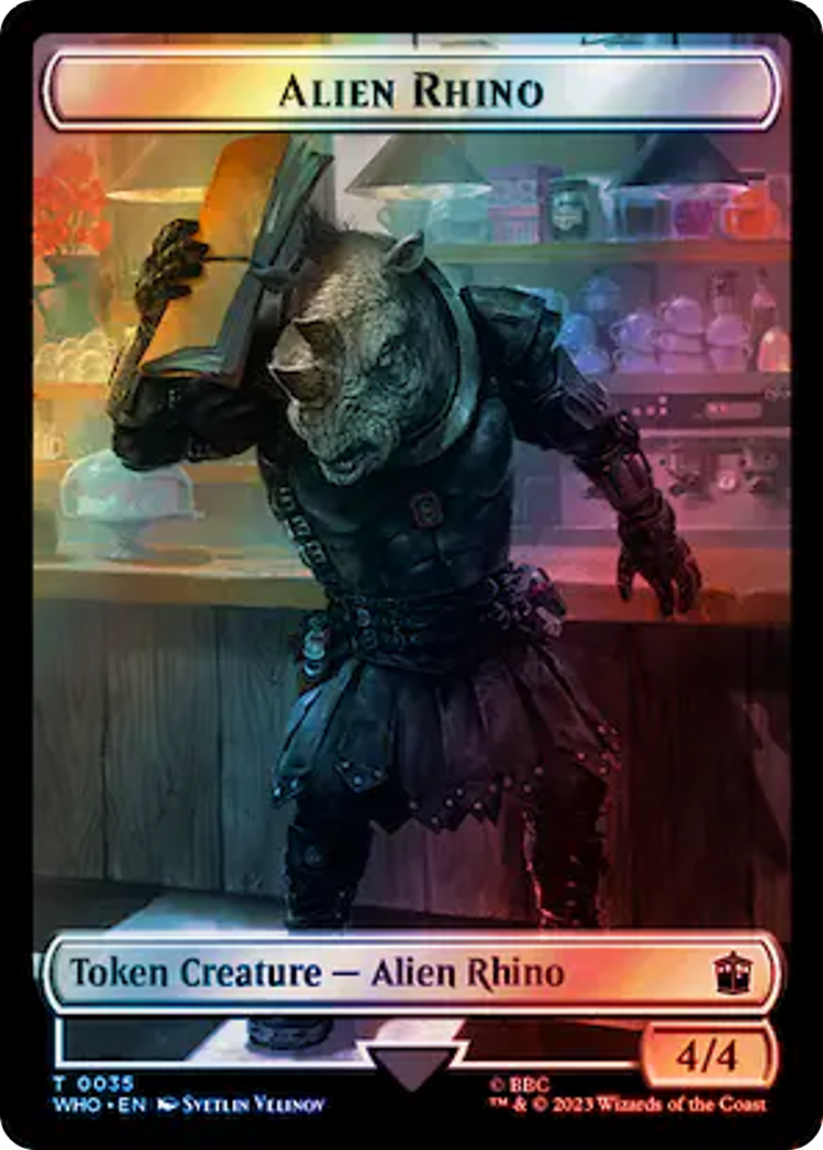 Alien Rhino // Beast Double-Sided Token (Surge Foil) [Doctor Who Tokens] | Rock City Comics