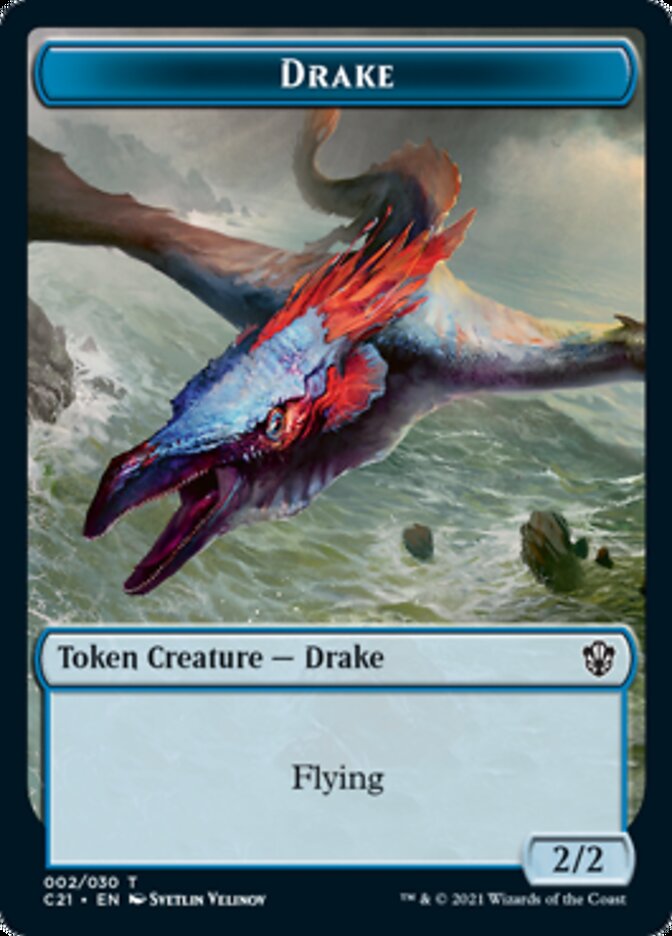 Drake // Elemental (002) Double-Sided Token [Commander 2021 Tokens] | Rock City Comics