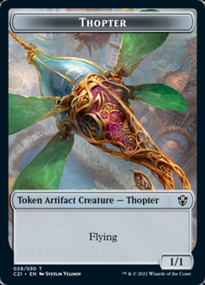 Golem (025) // Thopter Double-Sided Token [Commander 2021 Tokens] | Rock City Comics