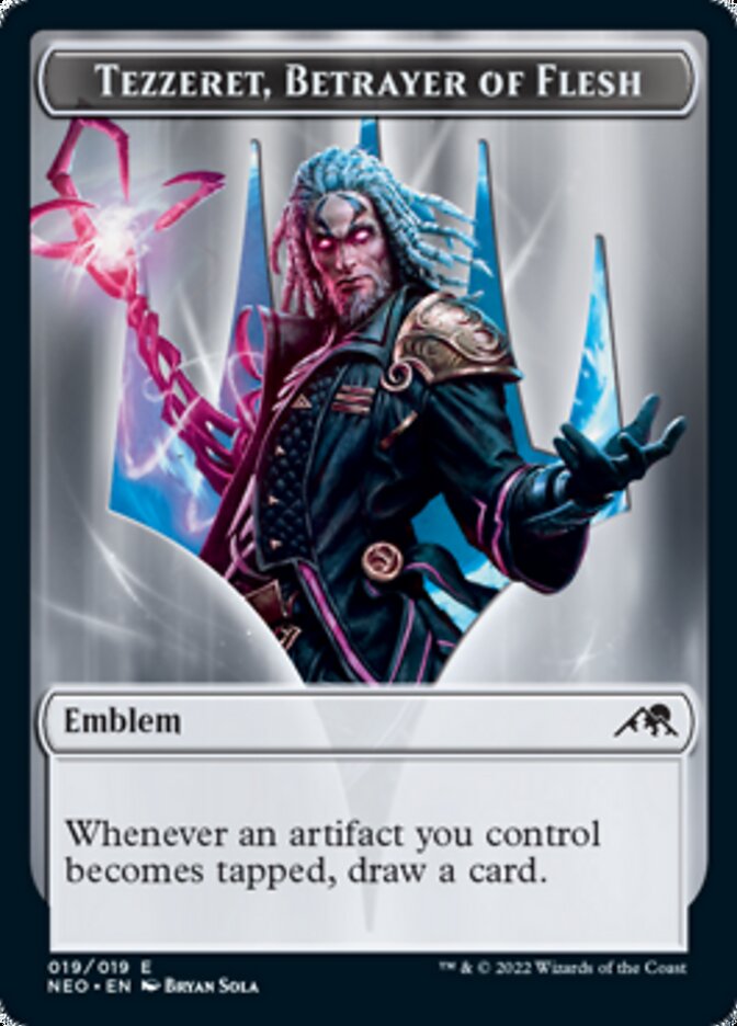 Samurai // Tezzeret, Betrayer of Flesh Emblem Double-Sided Token [Kamigawa: Neon Dynasty Tokens] | Rock City Comics