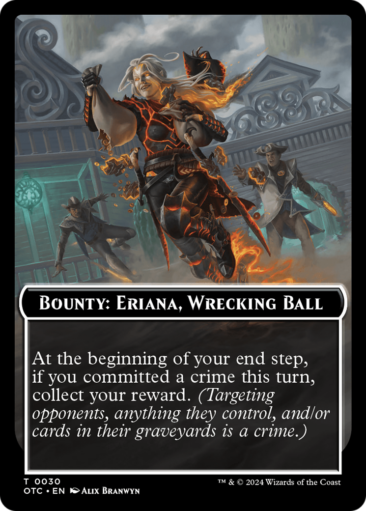 Bounty: Eriana, Wrecking Ball // Bounty Rules Double-Sided Token [Outlaws of Thunder Junction Commander Tokens] | Rock City Comics