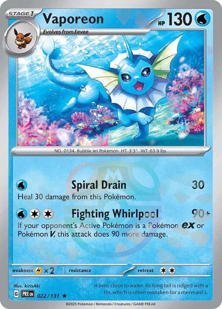 Vaporeon (022/131) (Master Ball Pattern) [Scarlet & Violet: Prismatic Evolutions] | Rock City Comics