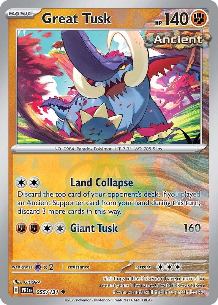Great Tusk (055/131) (Master Ball Pattern) [Scarlet & Violet: Prismatic Evolutions] | Rock City Comics