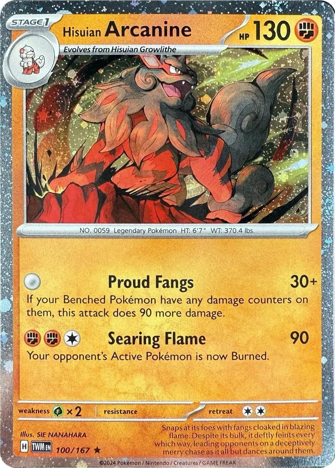 Hisuian Arcanine (100/167) (Cosmos Holo) [Scarlet & Violet: Twilight Masquerade] | Rock City Comics