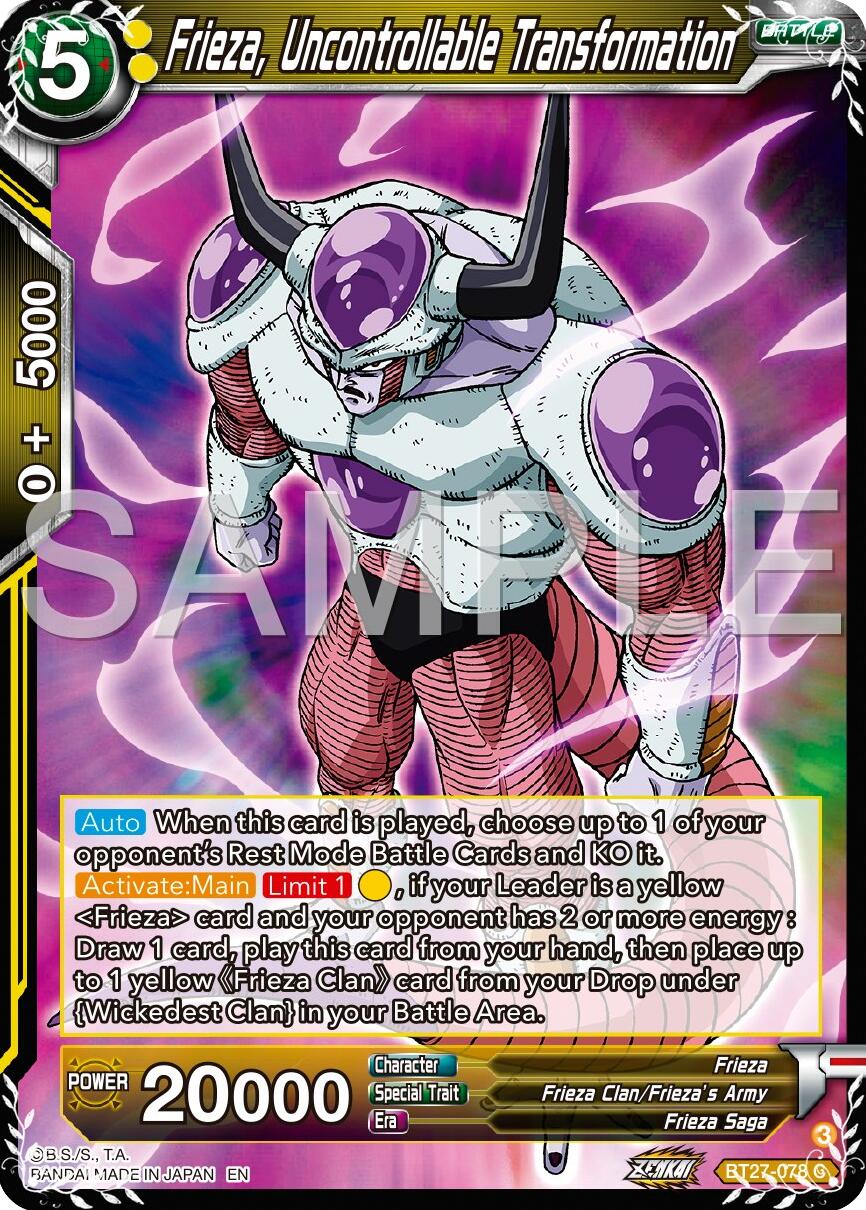 Frieza, Uncontrollable Transformation (BT27-078) [History of Z] | Rock City Comics