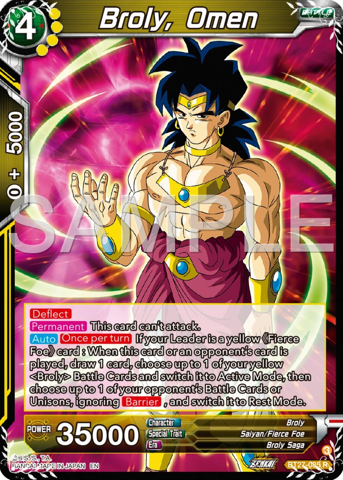 Broly, Omen (BT27-085) [History of Z] | Rock City Comics