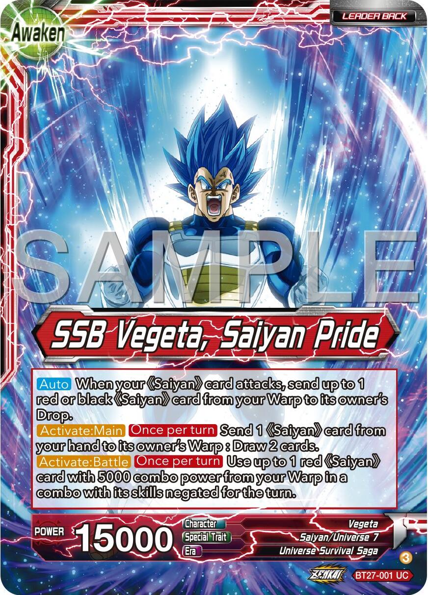 Vegeta // SSB Vegeta, Saiyan Pride (BT27-001) [History of Z] | Rock City Comics