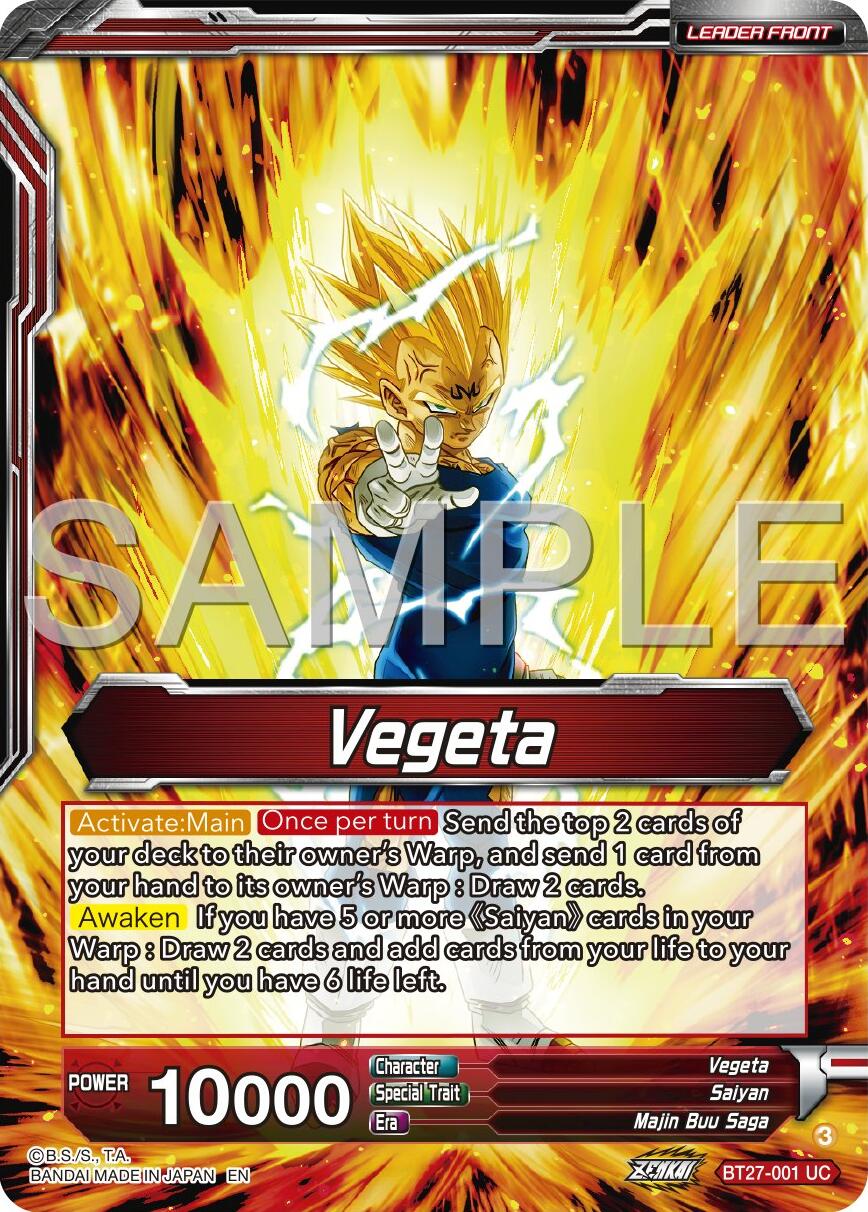 Vegeta // SSB Vegeta, Saiyan Pride (BT27-001) [History of Z] | Rock City Comics