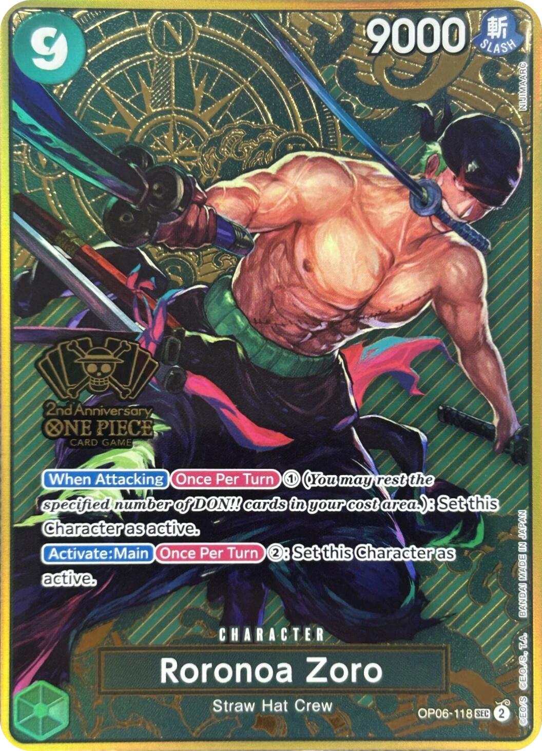 Roronoa Zoro (Japanese Version 2nd Anniversary Set) [One Piece Promotion Cards] | Rock City Comics