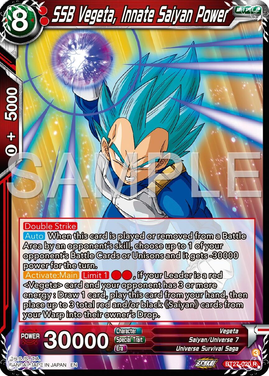 SSB Vegeta, Innate Saiyan Power (BT27-020) [History of Z] | Rock City Comics